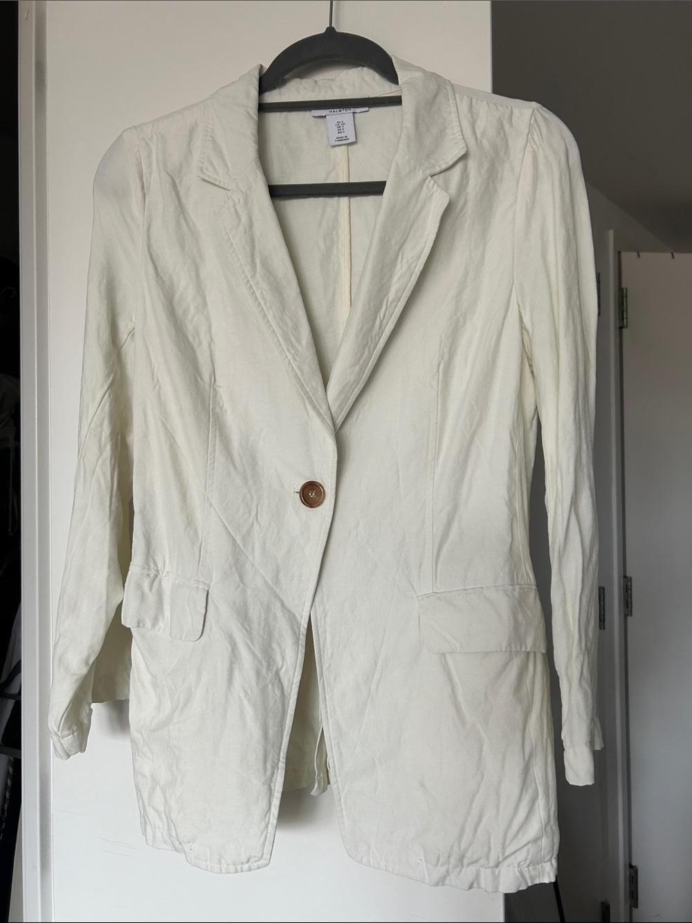 H by Halston Light Cream Women's Single-Button Blazer Jacket